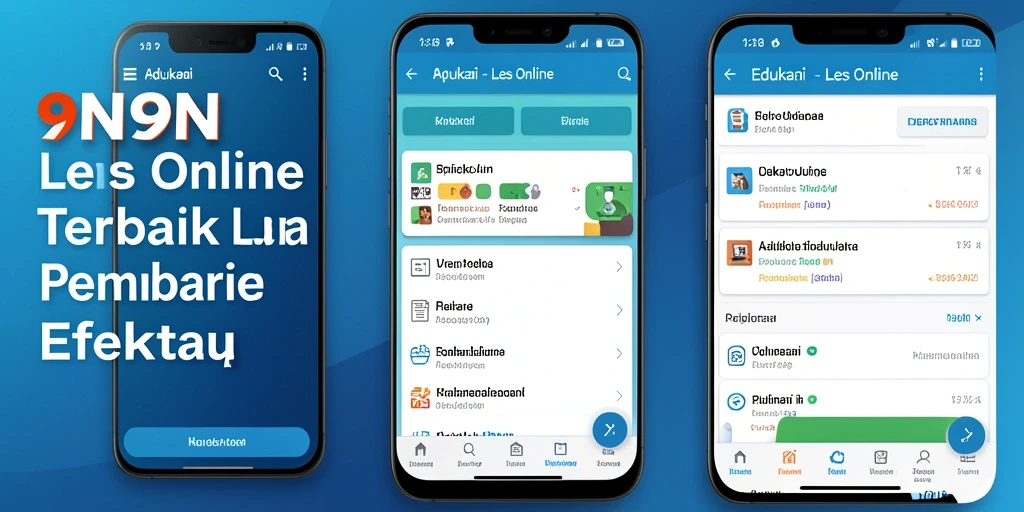 Antarmuka aplikasi 9N9N yang intuitif untuk belajar Les Online.