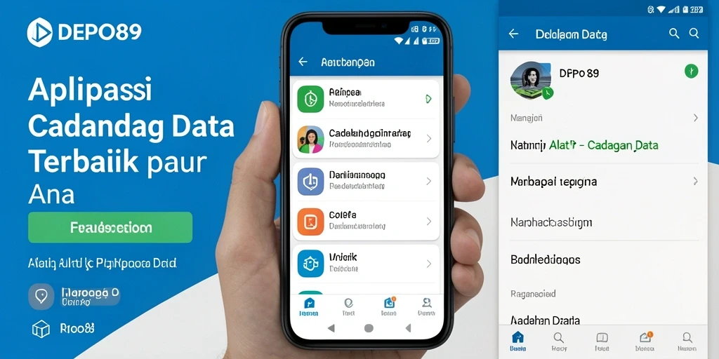 Antarmuka DEPO89 menampilkan fitur cadangan data yang intuitif.
