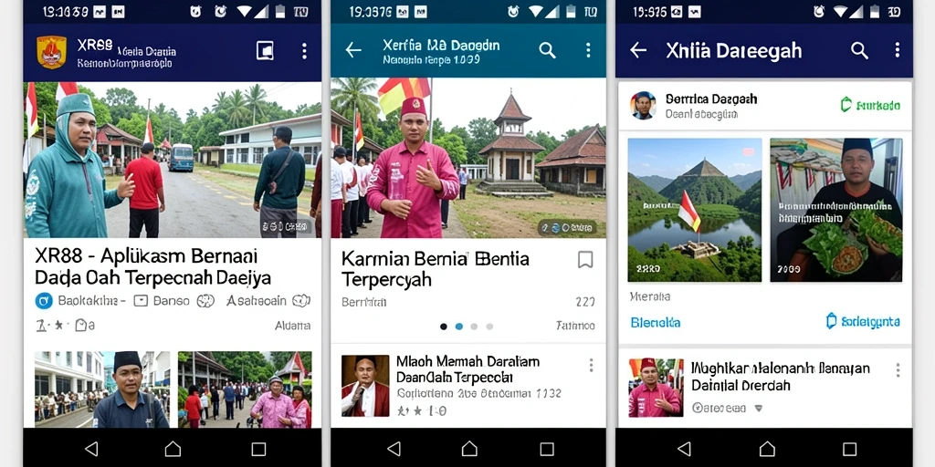 Antarmuka aplikasi XR88 menampilkan berita daerah terkini dengan mudah.